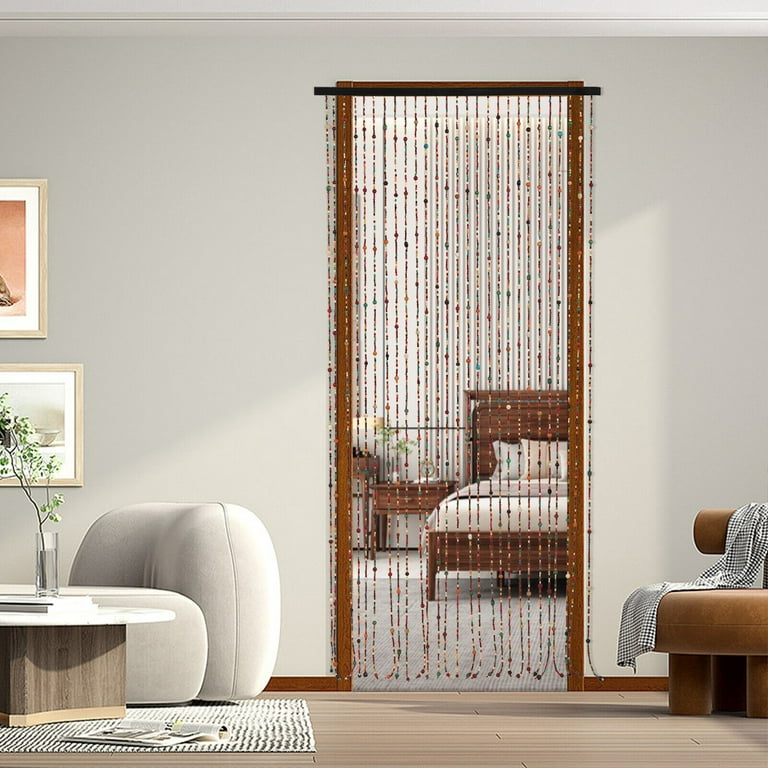 Natural Colourful Beaded Bamboo-Like Door Curtain Room Divider Window Beads  Drape Beaded Curtain 35.4*70.8in