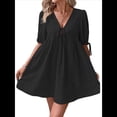 thumbnail image 1 of Vestido Informal de Verano 2025 para Mujer, de Corta, Corte A, con Lazo y Lazo Al Frente, Estilo Babydoll, Holgado y . Negro M, 1 of 10