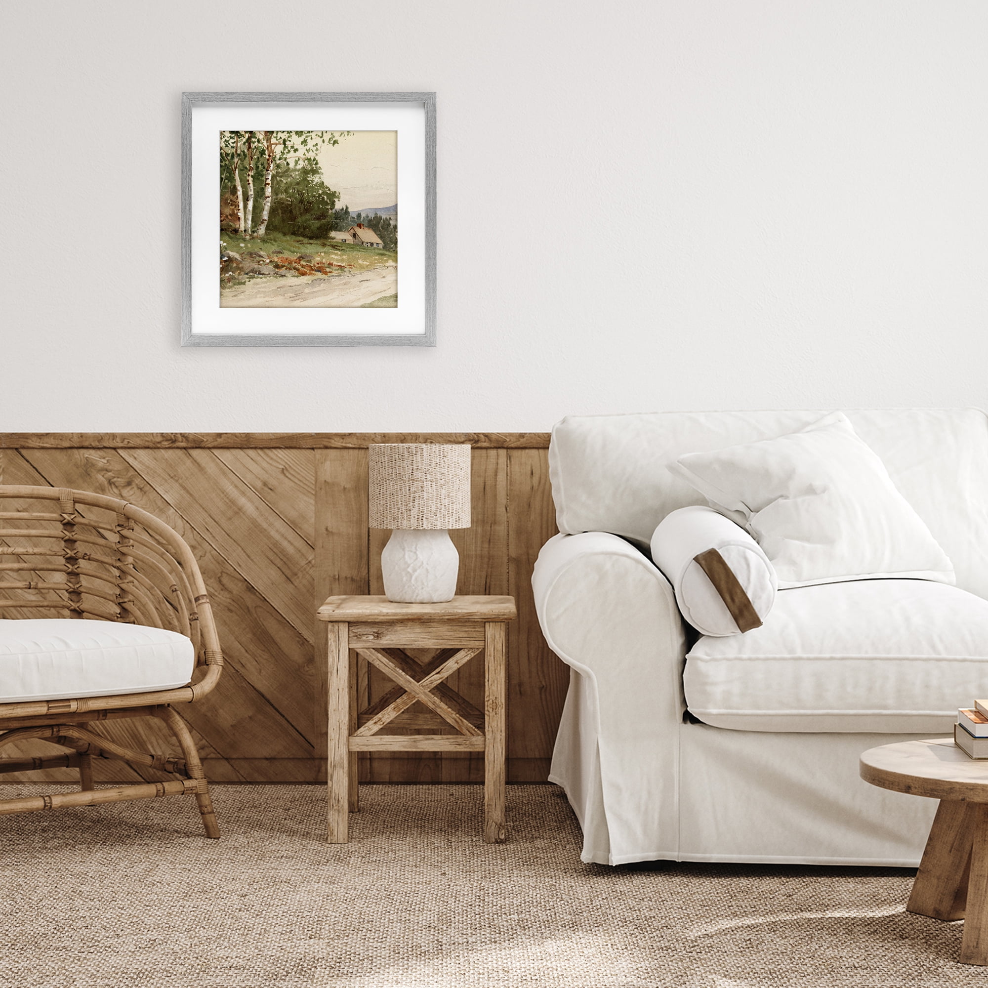 Stupell Industries Farm House Dirt Road Gray Framed Print Under Glass, design by Lula Bijoux & co.