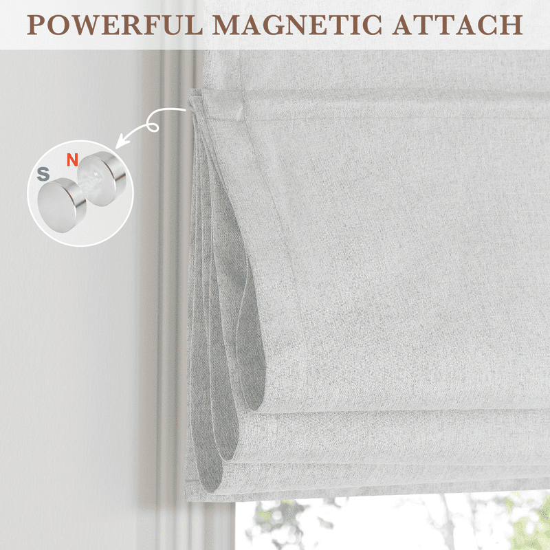NICETOWN No Drill Blinds for Windows, 100% Blackout Roman Shades Linen Texture Privacy Thermal Insulated Door Curtain for Bedroom Living Room, Greyish White, 24"x72", 1 Panel