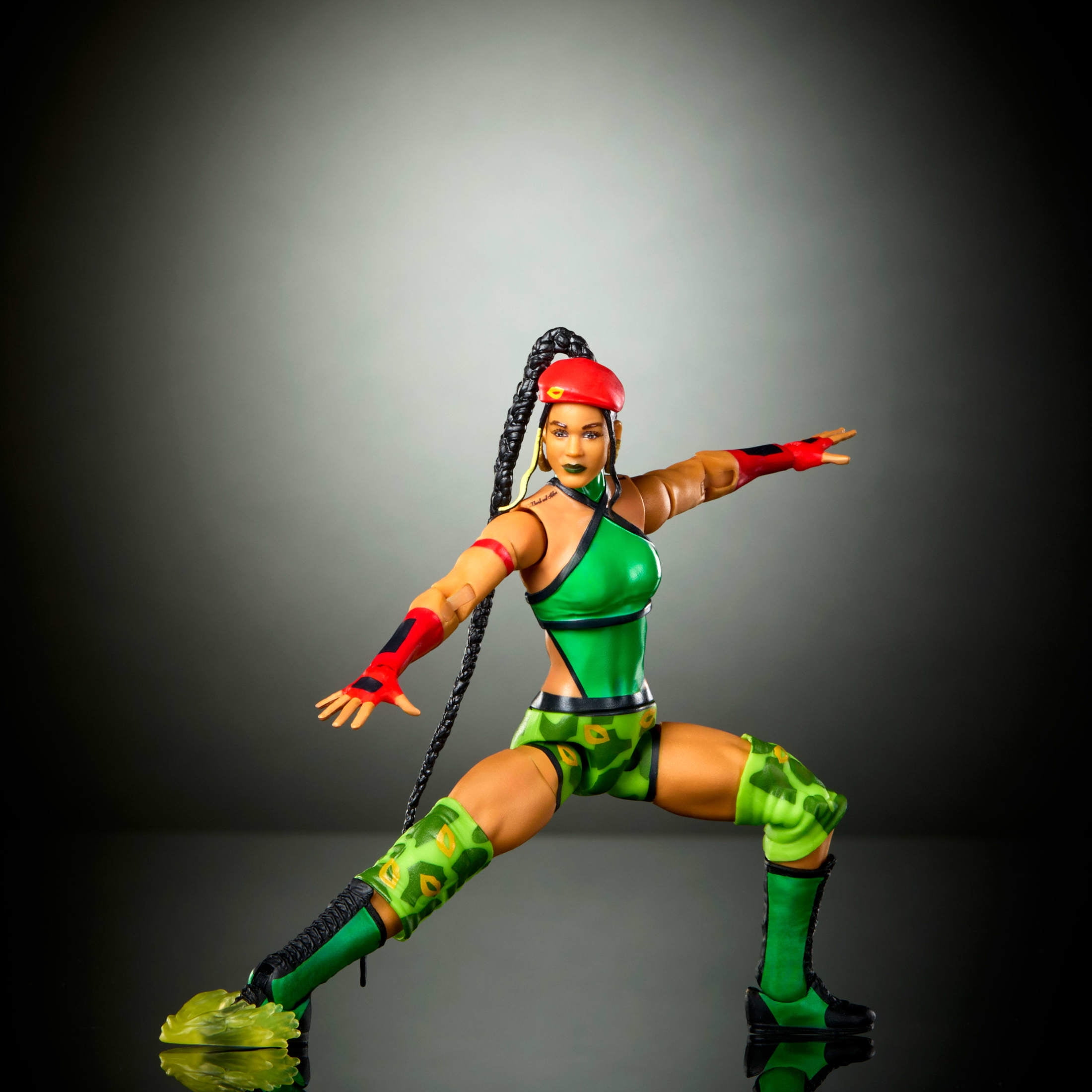 WWE X Street Fighter Bianca Belair Action Figure & Accessories, 6-inch Collectible Cammy Mashup Set