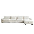 thumbnail image 5 of Large L-Shaped Sectional Corduroy Sofa with Deep Seat, Storage Footstool & 4 Lumbar Pillows - Modular Design for 10 Configurations, Beige, 5 of 9