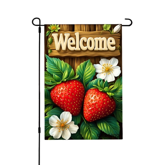 Amhnf Welcome Strawberry Garden Flag For Home Outdoor Garden Yard Decor 12x18 inch