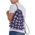 thumbnail image 3 of Drawstring Backpack - flower Skull rose Splash Proof Small Drawstring Gym Bag for Women Men, Cinch Sports String Bag Backpack for Travel Swimming Beach, 3 of 8