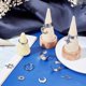 thumbnail image 4 of 1 caja de 6 juegos de 32 anillos ajustables con dijes, juego de anillos de moda de 18 mm, plata, acero inoxidable, estrellas, sol y luna., 4 of 6