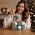 thumbnail image 6 of 2026 Christmas Home Party Decor 8CM Toile Print Fabric Wrapped Christmas Ornaments Balls 6PCS Vintage Chinoiserie Xmas Tree Hanging Decorations With Velvet Ribbon Celebration Party Supplies, 6 of 7