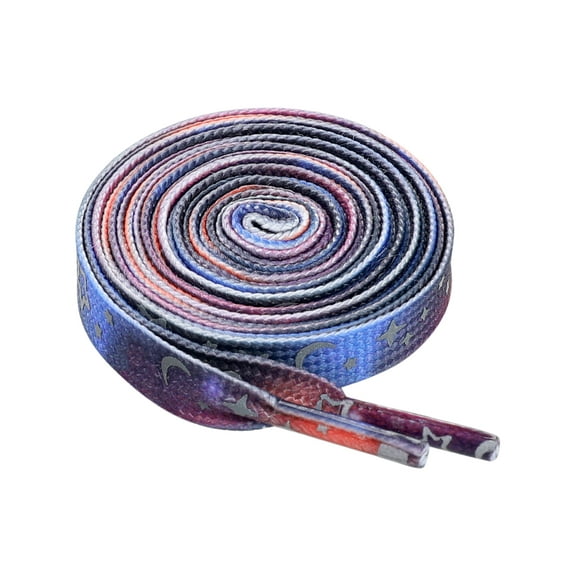 INSPIRE CHIC Unisex Gradient Colored Shoelaces Reflective Stars Flat Shoe Laces for Sneakers Casual Black Blue 120cm/47.2"