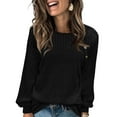 thumbnail image 5 of Dwralegc Womens Sweaters Casual Long Sleeves Sweaters Lightweight Knitted Dressy Shirts Fashion Round Neck Fall Tunic Top Black S, 5 of 7