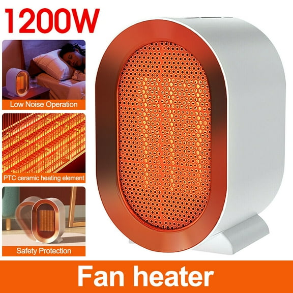 Space Heater, Portable Electric Heaters for Indoor Use, 1200W PTC Desk Heater Fan for Bedroom Home Office, White