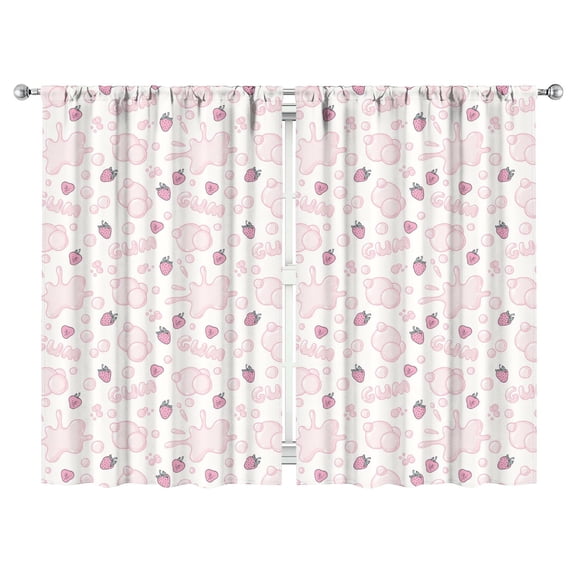 Nursery Curtains Boys Girls Kids Strawberry Bubble Gum Print Pattern Window Drapes for Living Bedroom Playroom Room Decor Rod Pocket 52x84 Inch 2 Panels