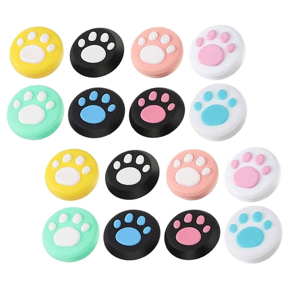 BESTOYARD 16Pcs Silicone Controller Thumb Grips with Adorable Paw Design for Phone Gaming Comfort