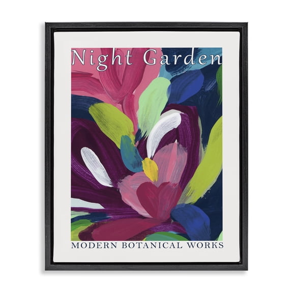 Stupell Industries Night Garden Museum Abstract Painting Black Floater Framed Canvas Art Print Wall Art, 17 x 21