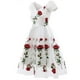 thumbnail image 2 of Mujeres Vintage Rose Bordado Temperamento V-cuello Sexy Vestido de hilo de red de manga corta Fridja qw4540, 2 of 6