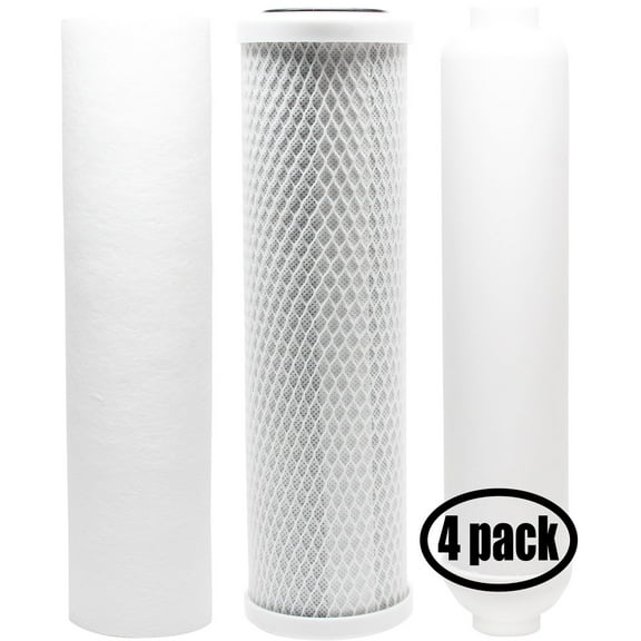 4-Pack Replacement for Filter Kit for Rainsoft 9591 RO System - Includes Carbon Block Filter, PP Sediment Filter & Inline Filter Cartridge - Denali Pure Brand