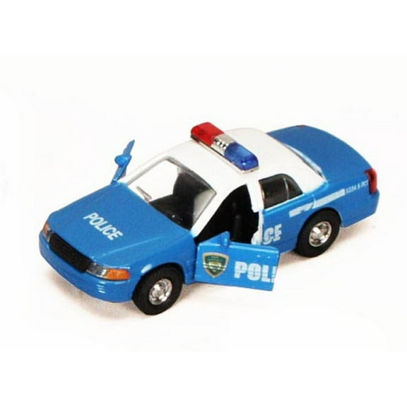 Police Car, Blue & White - Showcasts 9985/4D - 5 Inch Scale Diecast Model Replica (Brand New, but NOT IN BOX)