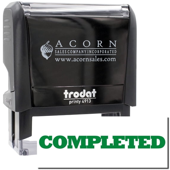 Large Self-Inking Bold Completed Stamp, Trodat Printy 4913, Press and Print Stamping, Impression Size 7/8" x 2-1/4", Up to 10,000 Impressions - Green Ink