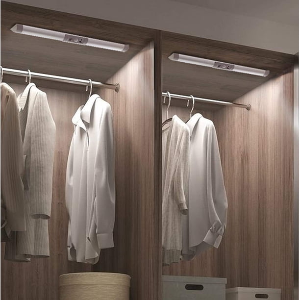 Joyzy Paquete de 2 luces de armario con sensor de movimiento, iluminación de armario con LED, diseño de protección ocular para luz de despensa, iluminación automática inalámbrica, luz nocturna LED rec