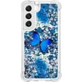 thumbnail image 3 of Phone Case for Samsung Galaxy S22 Plus (Not fit S22), Crystal Bling Quicksand Effect TPU Bumper Case with Four Corners Heavy Protective Cover for Samsung Galaxy S22 Plus,YBDT Blue Butterfly, 3 of 14