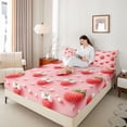 thumbnail image 4 of Castle Fairy Red Strawberry Twin Sheet Sets for Teens,Kawaii White Bowtie Bedding, 4 of 7