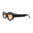 thumbnail image 3 of Womens Iconic Mod Thick Plastic Oval Round Classic Sunglasses Black - Light Brown, 3 of 4