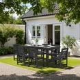thumbnail image 3 of SERWALL Outdoor Dining Table, 67" Rectangle HDPE Dining Table with Umbrella Hole, Black, 3 of 9