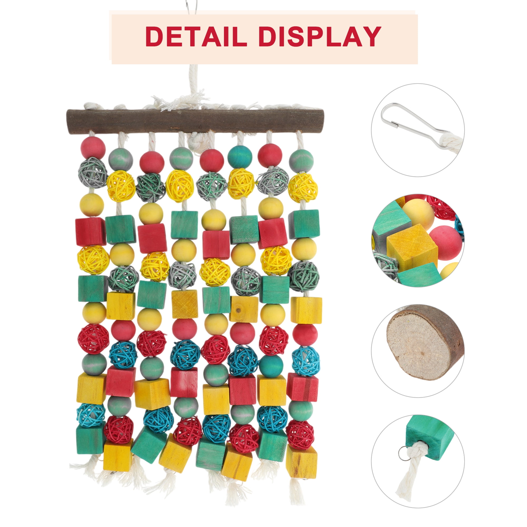 Unique Bargains Large Bird Parrot Toy Bird Chewing Toy Wooden Blocks Bird Toys Bird Cage Accessories Parrot Cage Bite Toy for Large Medium Birds Macaws