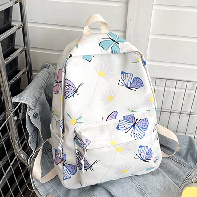 Mochila de Mujer con Estampado de Mariposas Mochilas Escolares Multifuncionales para Deporte (Blanco) Sywqhk Para Estrenar