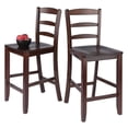 thumbnail image 3 of Kingfisher Lane 24" Solid Wood Counter Stool in Antique Walnut (Set of 2), 3 of 8