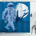 thumbnail image 1 of Ambesonne Astronaut Shower Curtain, Walking on the Moon, 69"Wx84"L, Night Blue White, 1 of 3
