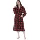 thumbnail image 2 of Batas PAVILIA para mujer, albornoz suave y esponjoso de forro polar, bata larga de franela acogedora para spa (2XL/3XL, negro, rojo, a cuadros), 2 of 5