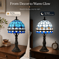 thumbnail image 3 of MEHOOM Tiffany Style Table Lamp, Stained Glass Shade, LED 3-Color Dimmable with Auto Timer, Table Lamps for Bedroom & Living Room (Blue), 3 of 10