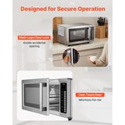 0.9 Cu Ft 1000W Commercial Stainless Steel Countertop Microwave Oven with Digital Touchscreen 10 Presets 5 Power Levels Multi Lock Door Easy Clean Interior