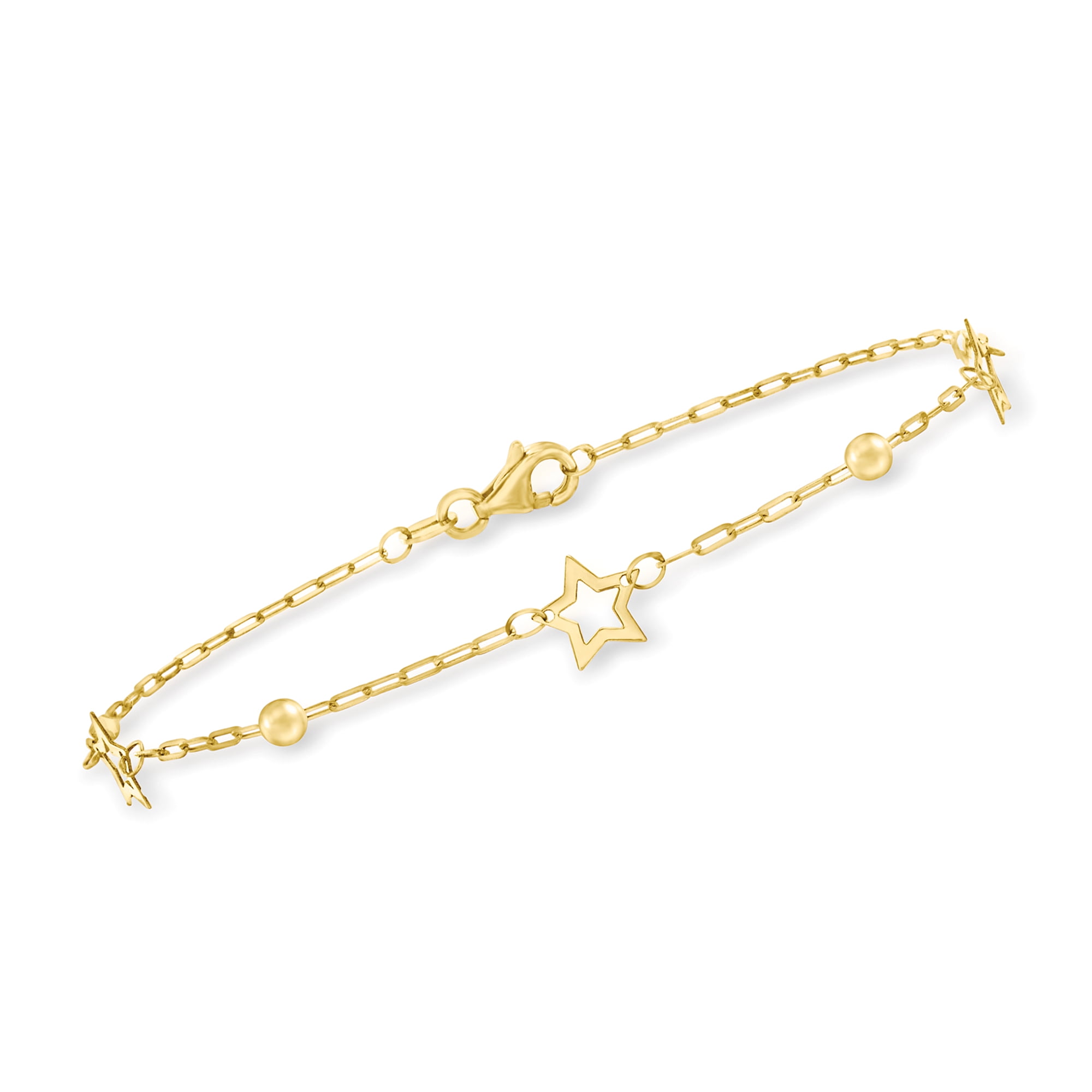 RossSimons Italian 14kt Yellow Gold Paper Clip Link Star Station