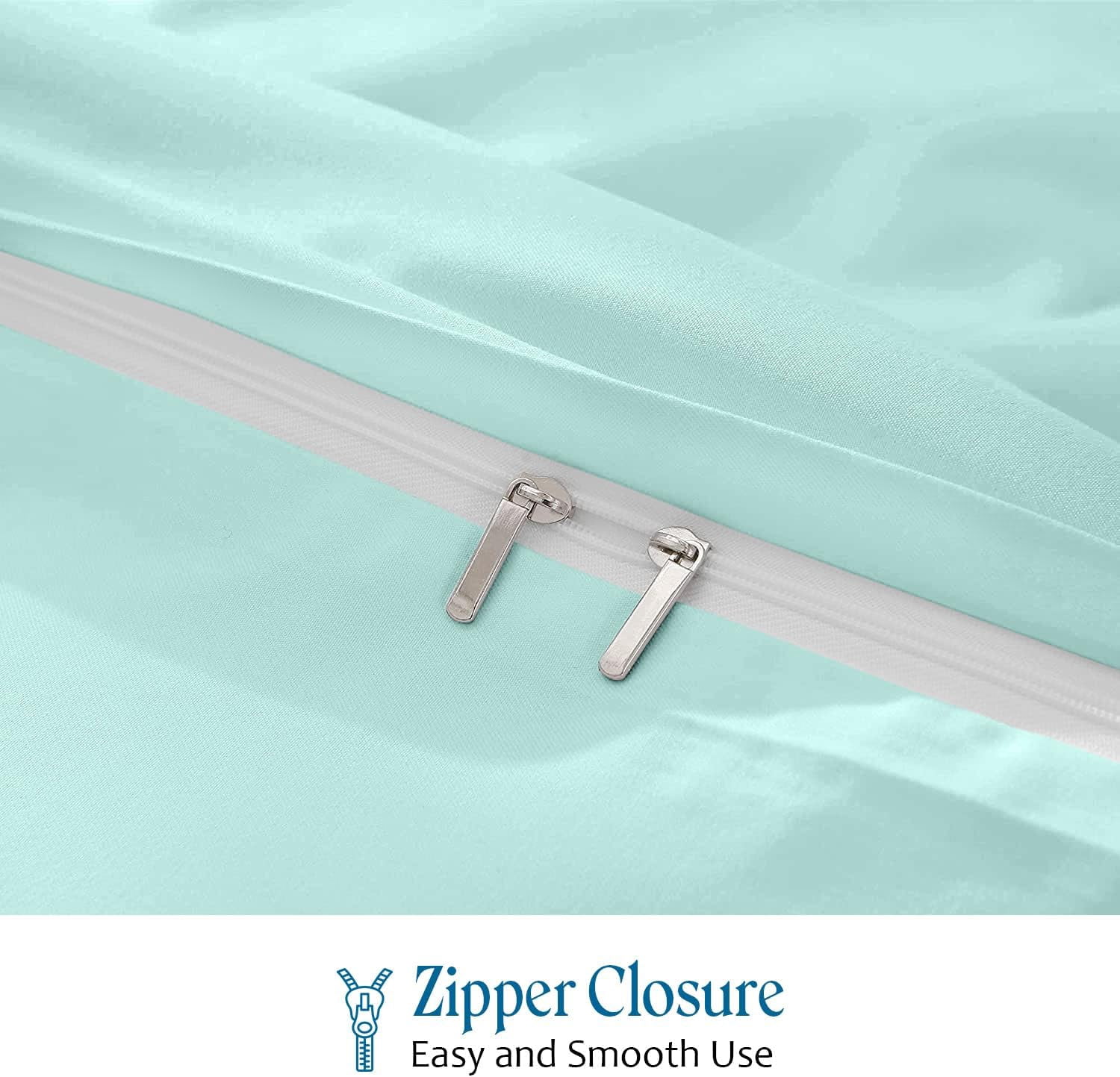 VEGAS HOTEL COLLECTION Classic Egyptian Cotton 1-Piece Duvet Cover { Zippered Closure } 1000 Thread Count- Fabulous Solid Looking Color Aqua Blue - Full Size
