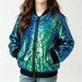 thumbnail image 6 of OJSFQUFP Kids Glitter Sequin Zip Up Jacket for Boy Girl Sparkly Back To School Party Coat Stage Performance Jackets, 6 of 8
