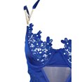 thumbnail image 3 of VISgogo Conjunto de lencería sexy de dos piezas para mujer, ropa interior y bragas huecas de color sólido, azul / negro VISgogo moda, 3 of 6