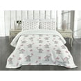 thumbnail image 3 of Ambesonne Animal Cartoon Quilted Bedspread Set 3 Pcs, Butterfly, King Size, Pale Pink White Grey, 3 of 5