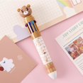 thumbnail image 3 of Cartoon Bear 10 Color Ballpoint Pen Press Type Multicolor Ballpoint Pens for School Office Student Supply 1 Count One Size, 3 of 3