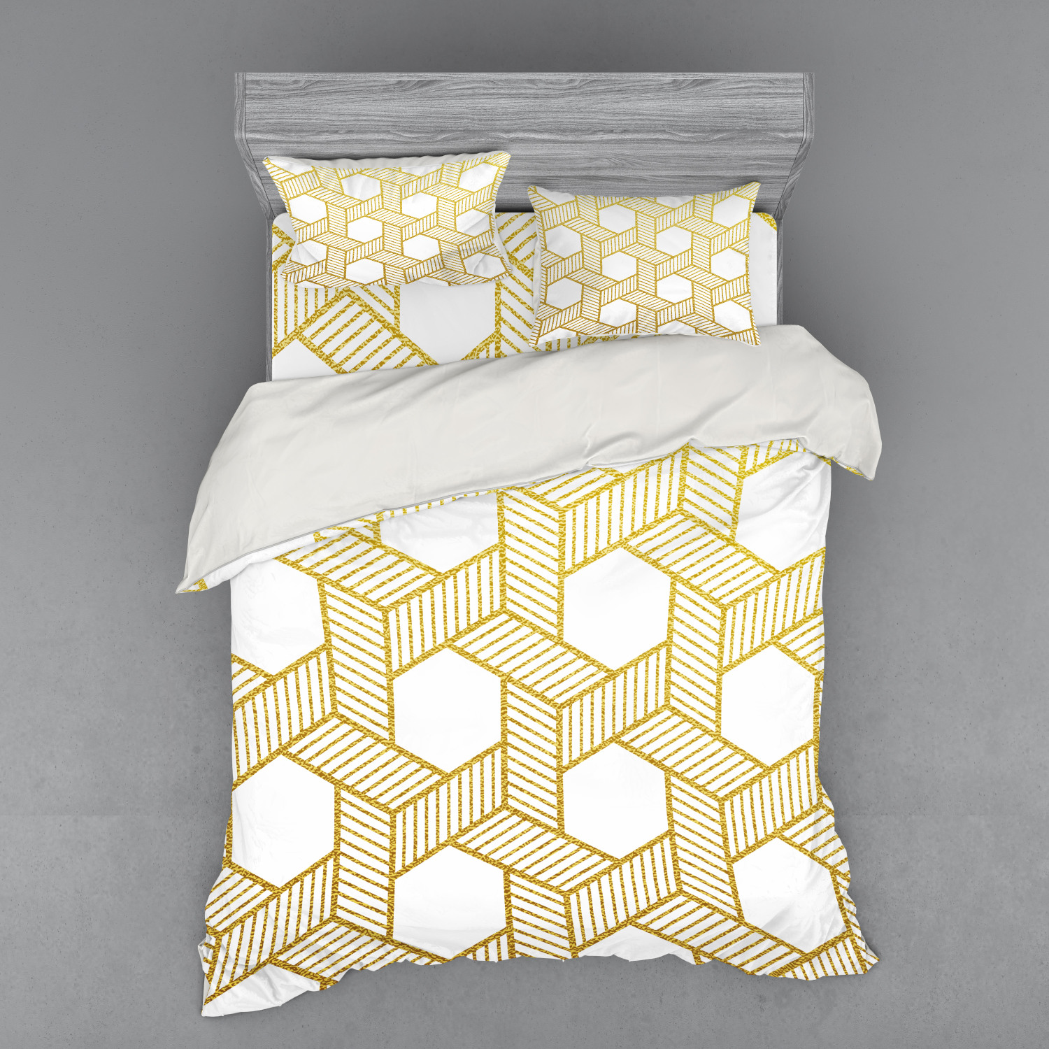Geometric Duvet Cover Set, Entangled Stripes with Diagonal Lines