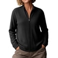 thumbnail image 4 of Ke1Clo Corduroy Jacket for Women Casual Fashion Zip Up Long Sleeve Cardigan Flowy Slim Fall Winter Comfy Coat Black L, 4 of 6