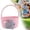 Pink, variant on Easter Basket with Bunny,mini easter basket,Easter Baskets for Kids,Woven Storage Bucket,Small Round Woven Bunny Storage Bin with Handle for Egg Hunt Party Holiday Nursery Decor Gift（Black)