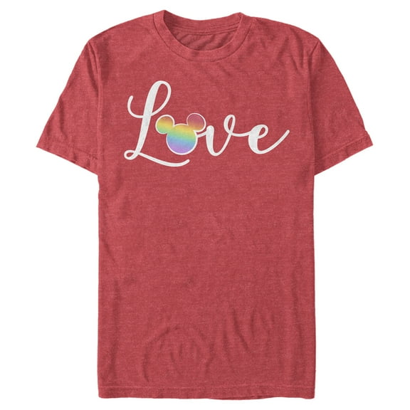 Men's Mickey & Friends Love and Disney Graphic Tee Red Heather Medium
