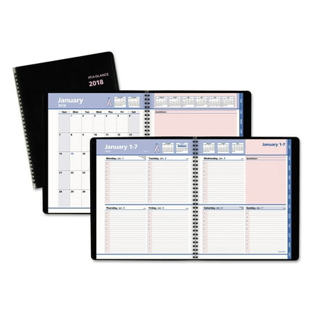 A-glance Quicknotes Weekly - AT-A-GLANCE QuickNotes Weekly/Monthly Appointment Book, 8 x 9 7/8, Black/Pink, 2018