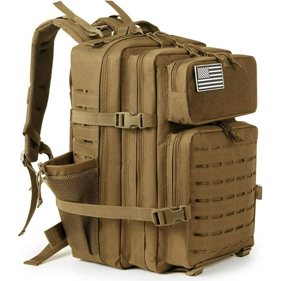 45L Military Tactical Backpacks For Men Camping Hiking Trekking Daypack Bug Out Bag Lage-3.0 Tan