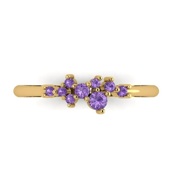 0.17 ctw Wedding Band for Women - 18K Yellow Gold Simulated Alexandrite Stackable Eternity Ring