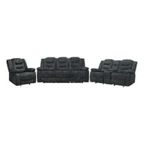 Pemberly Row Misty Storm Manual Glider Reclining Sofa Loveseat Recliner