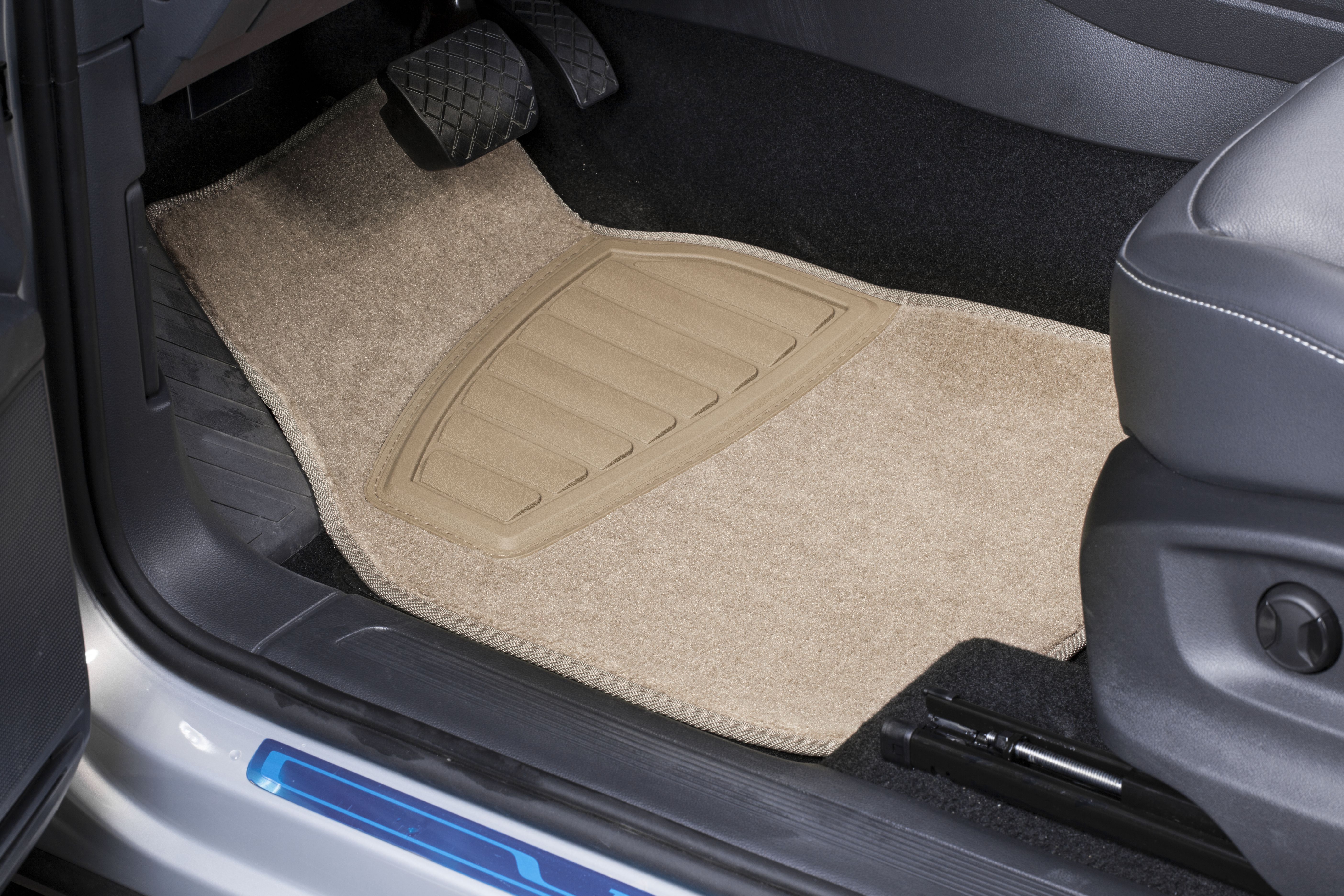 Auto Drive 4-Piece Carpet Car Floor Mats, Tan photo 2