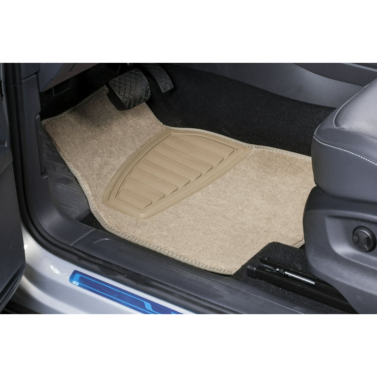 Auto Drive 4PC Carpet Car Floor Mat Tufted Polyester Tan - Universal Fit,  202WM66