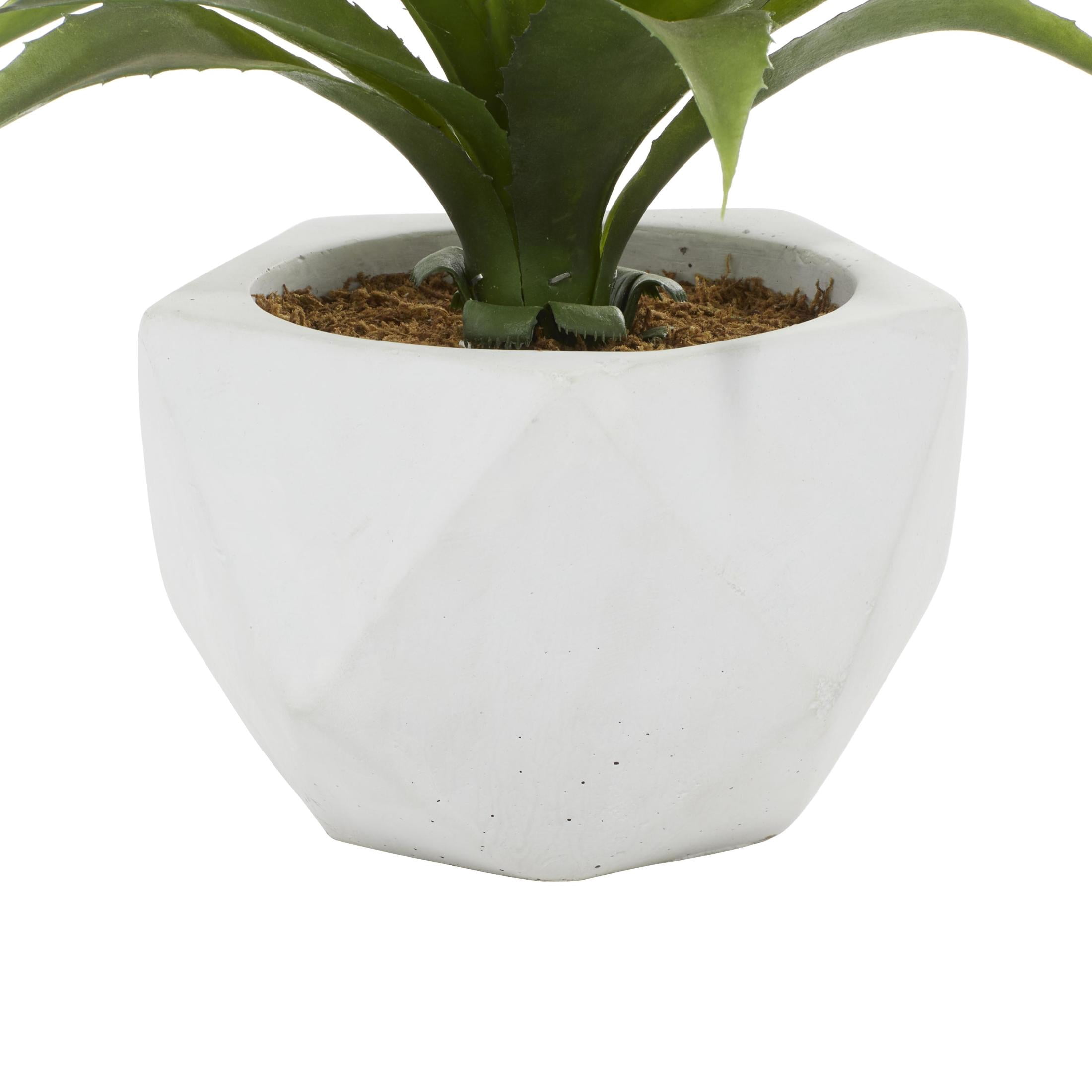 DecMode 10" Artificial Agave Plant in Realistic Leaves and White Ceramic Pot