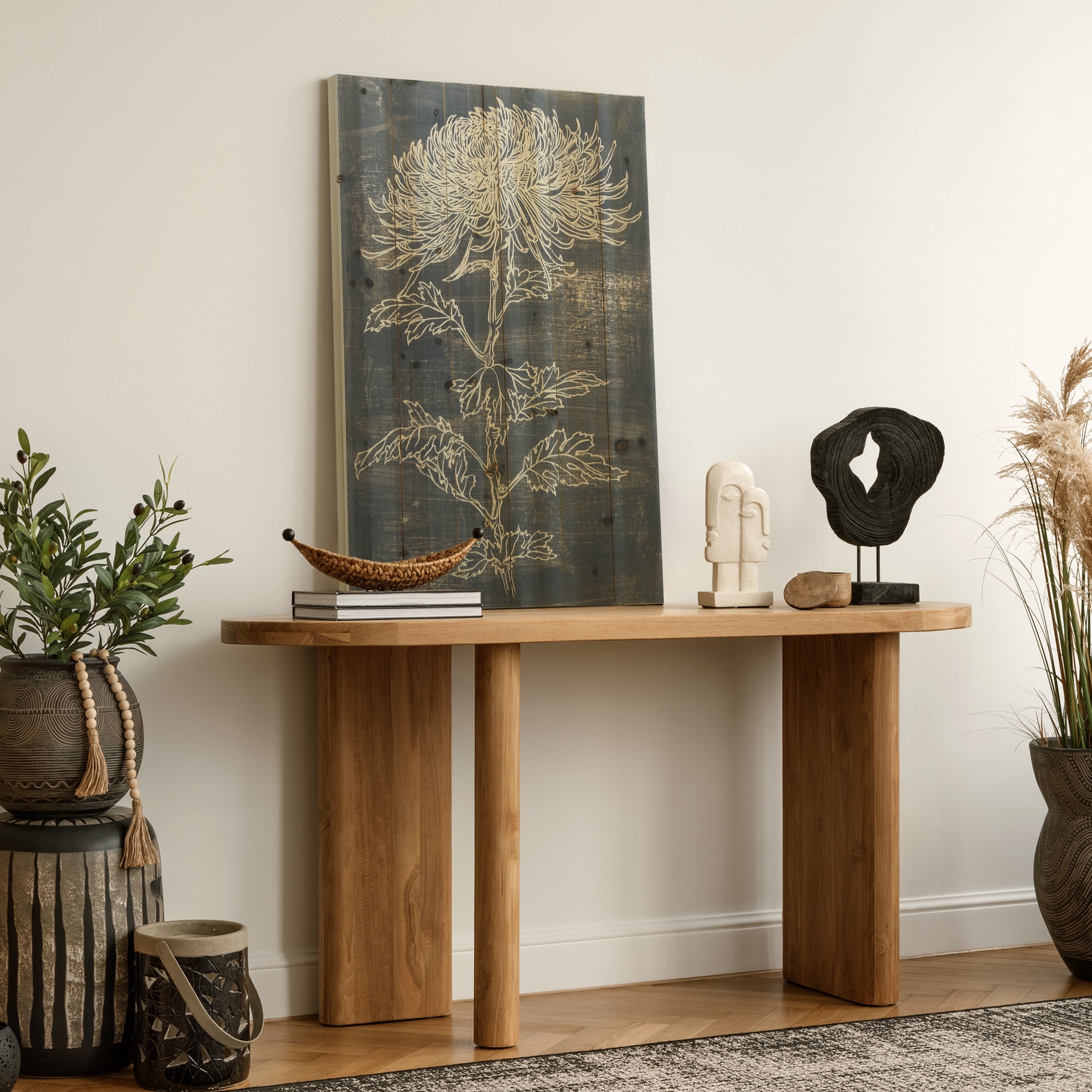 Empire Art Direct "Indigo Dance" Arte de Legno Digital Print on Solid Wood Wall Art - Grey Rustic